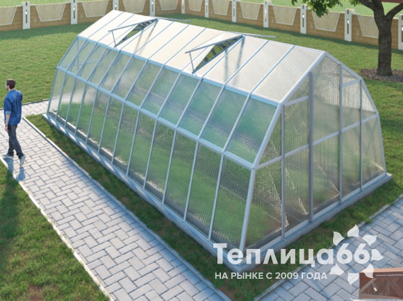 Теплица Рада Каспий из поликарбоната, 4х8 метров, белая
